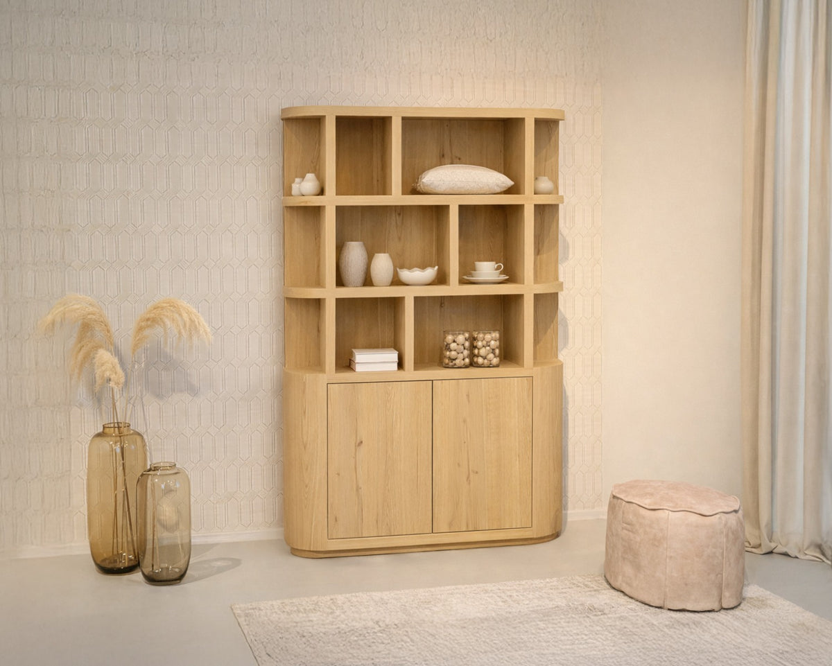 Boekenkast Novero | Naturel Eikenhout fineer — Algemene Sfeerfoto