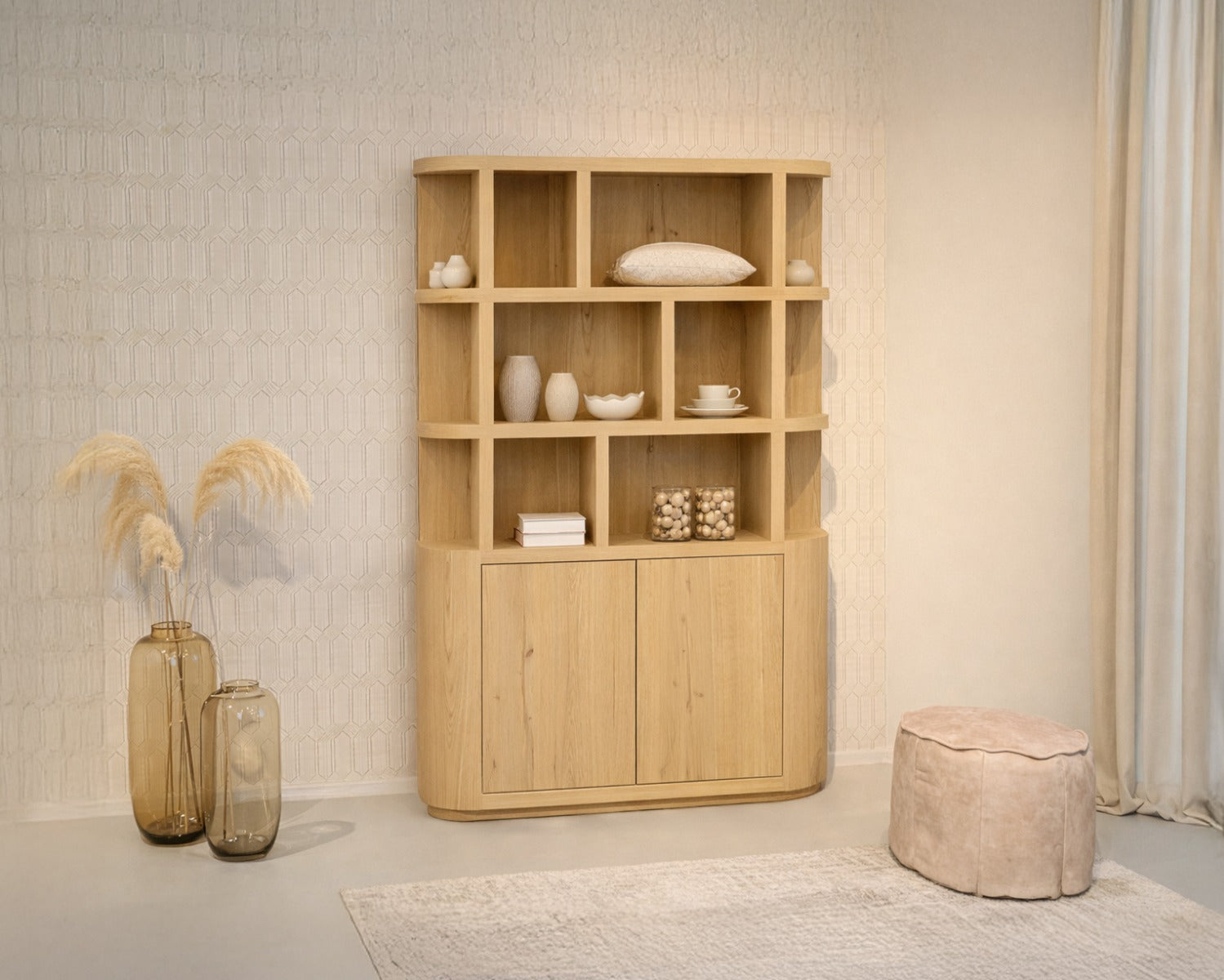 Boekenkast Novero | Naturel Eikenhout fineer — Algemene Sfeerfoto