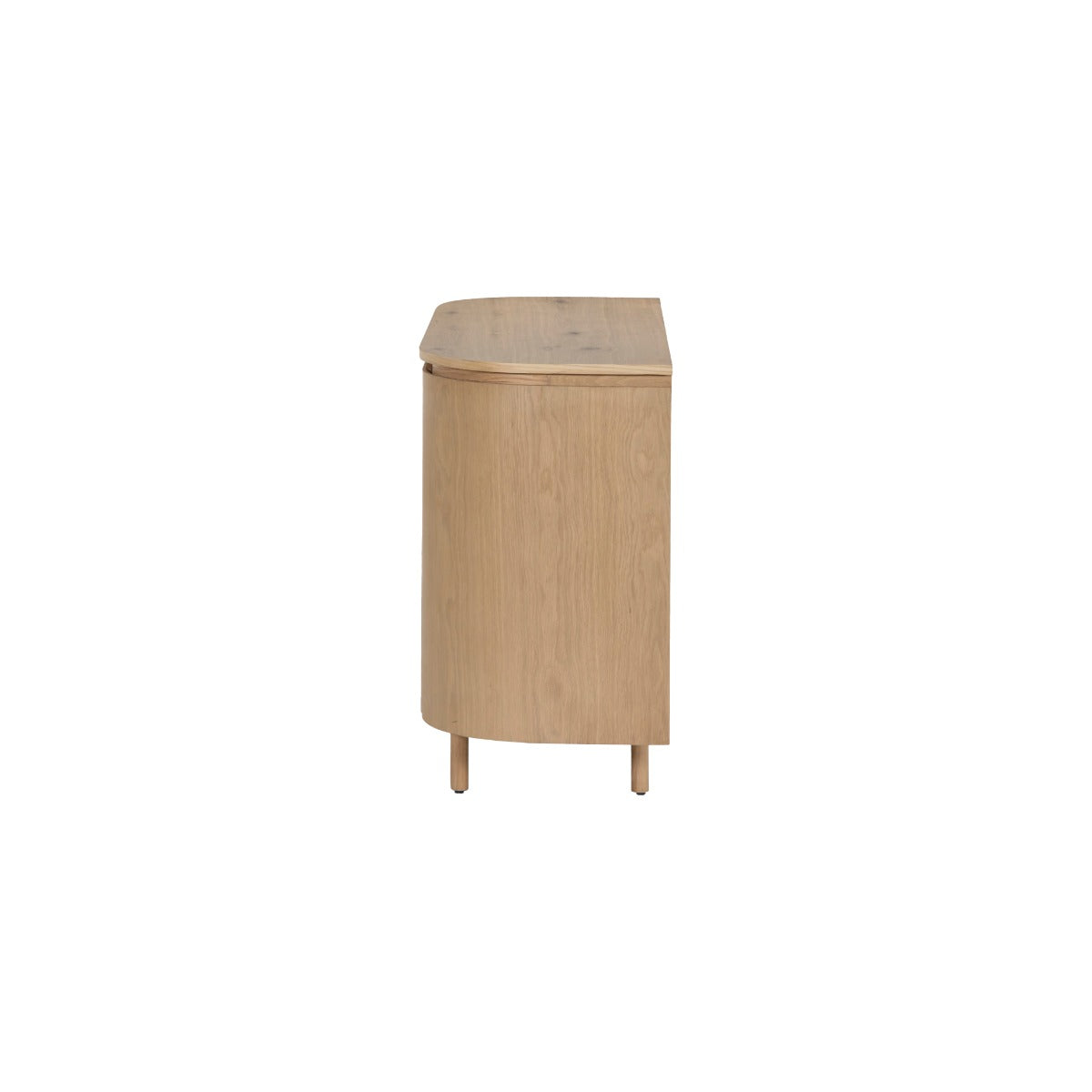 Dressoir Tobago naturel eiken fineer, zijaanzicht op witte achtergrond
