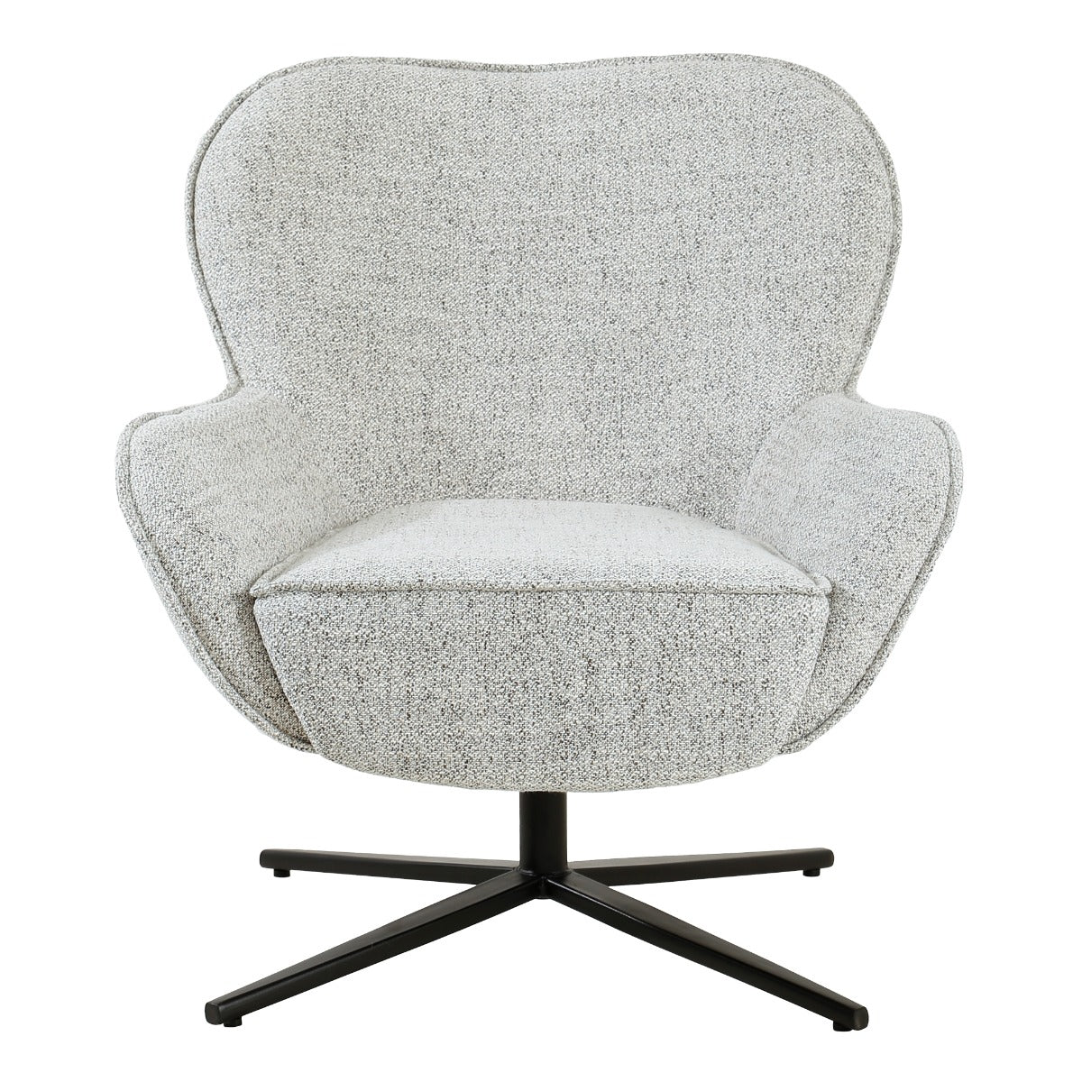 Fauteuil Sven beige stof, vooraanzicht op witte achtergrond