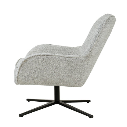 Fauteuil Sven beige stof, zijaanzicht op witte achtergrond