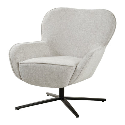 Fauteuil Sven beige stof, vooraanzicht op witte achtergrond