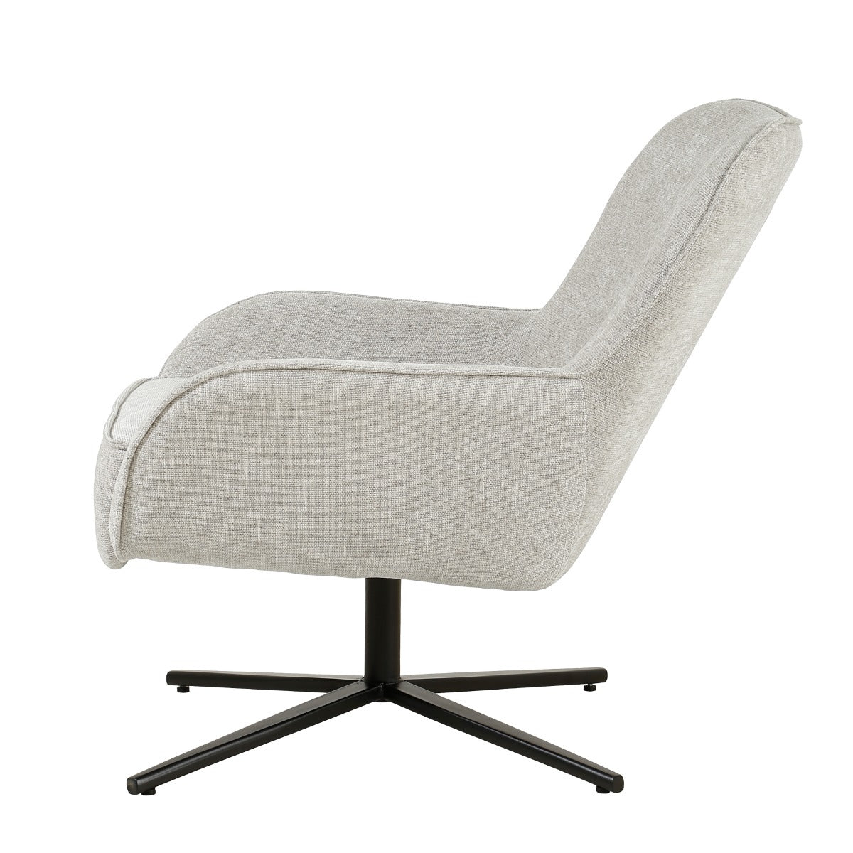 Fauteuil Sven beige stof, zijaanzicht op witte achtergrond