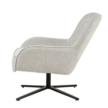 Fauteuil Sven beige stof, zijaanzicht op witte achtergrond