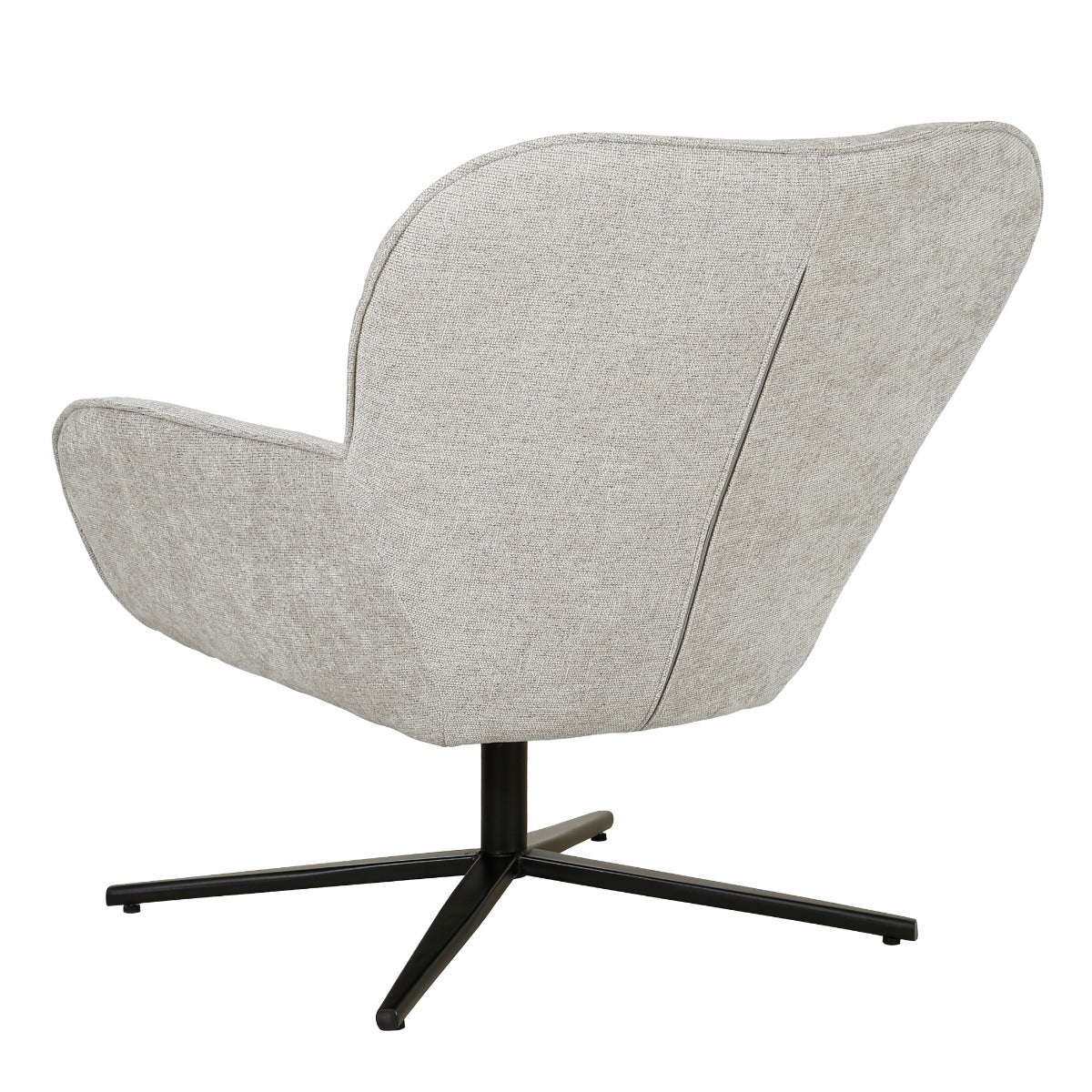 Fauteuil Sven beige stof, achteraanzicht op witte achtergrond