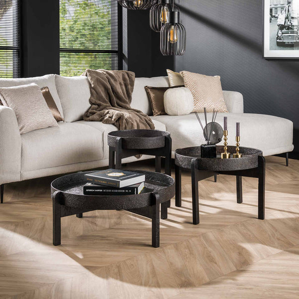 Salontafel Dover | Set Van 3 | Zwart Hout | Magazijn leegverkoop