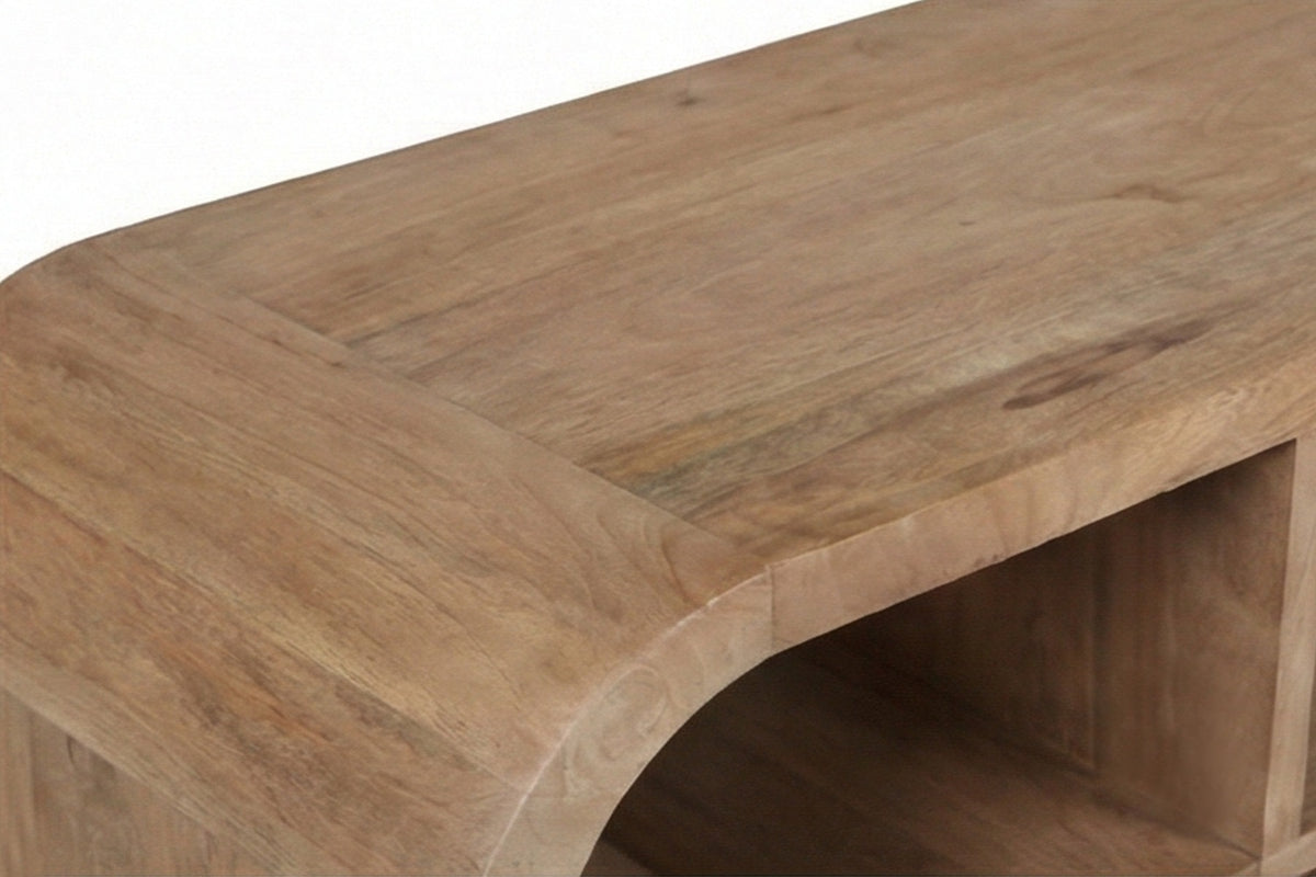 TV-meubel Morgan bruin mangohout, detail van het materiaal