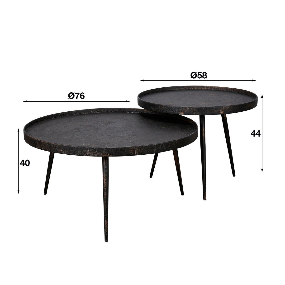 Salontafel set metallic | Zwart