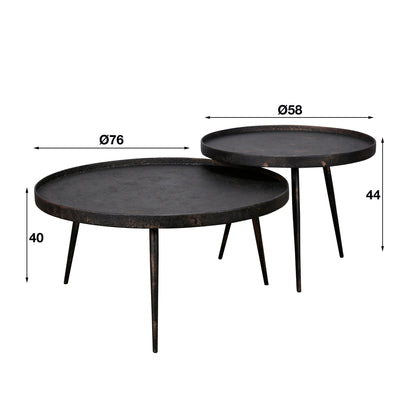 Salontafel set metallic | Zwart