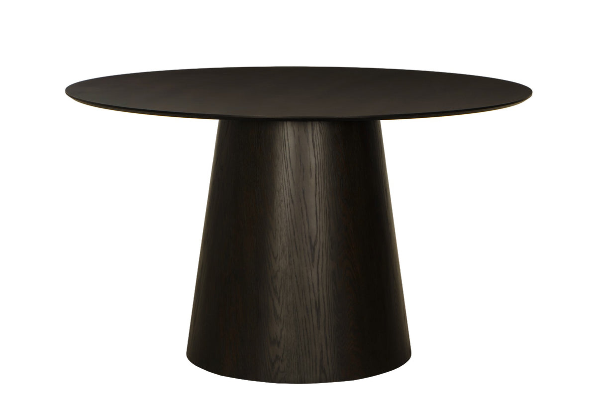 Eettafel Novero Rond 130 cm espresso, vooraanzicht op witte achtergrond