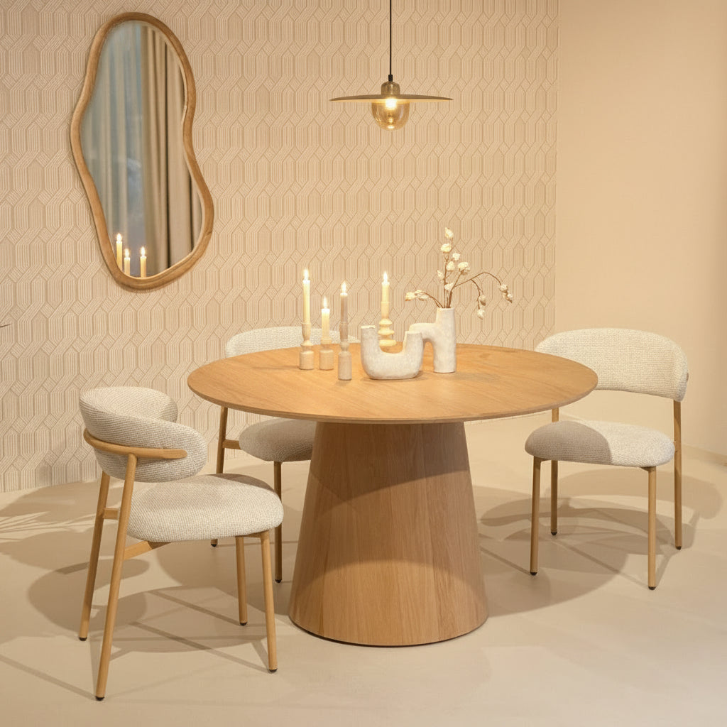 Eettafel Novero Rond | 130 cm | Naturel Eiken fineer