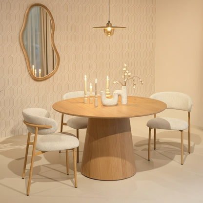 Eettafel Novero Rond | 130 cm | Naturel Eiken fineer
