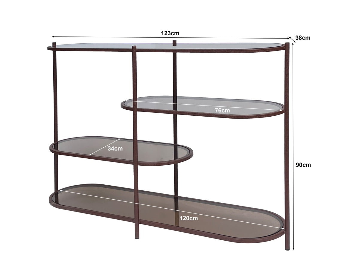 Opbergkast Jill rood glas 90 cm, maatvoering met afmetingen