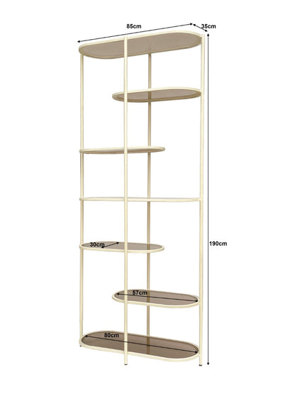 Opbergkast Jill ecru glas 190 cm, maatvoering met afmetingen