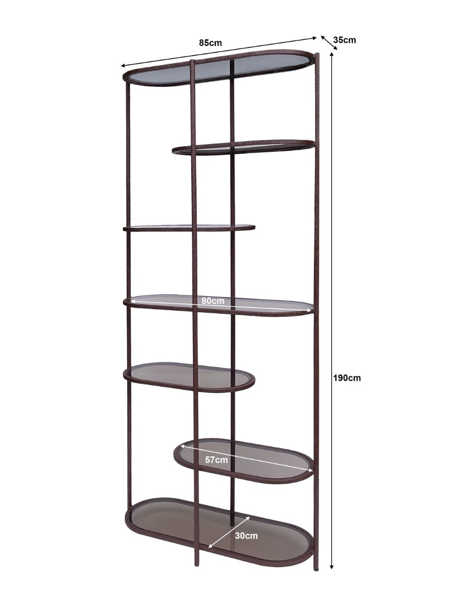 Opbergkast Jill rood glas 190 cm, maatvoering met afmetingen