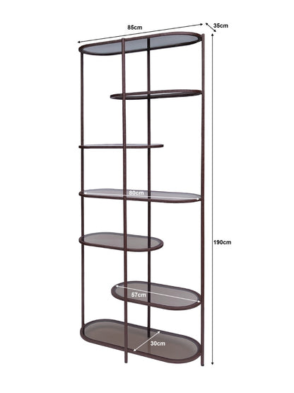 Opbergkast Jill rood glas 190 cm, maatvoering met afmetingen