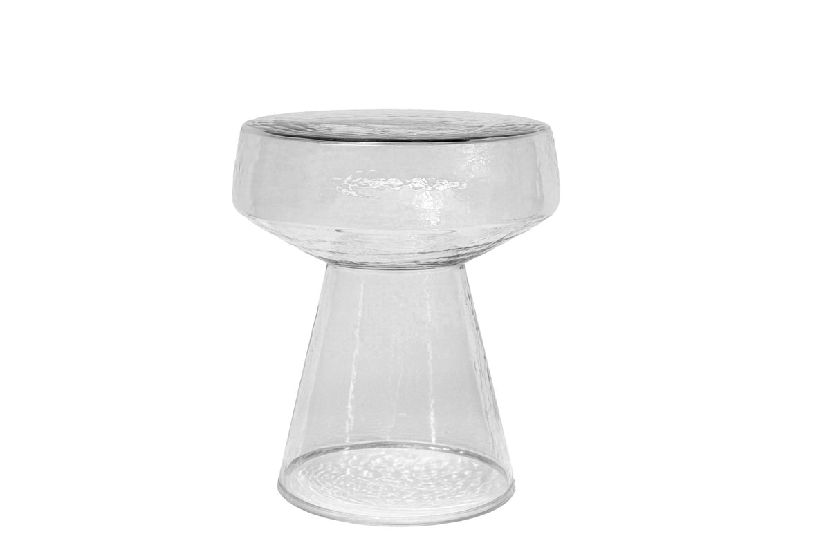 Bijzettafel Bo transparant glas, vooraanzicht op witte achtergrond