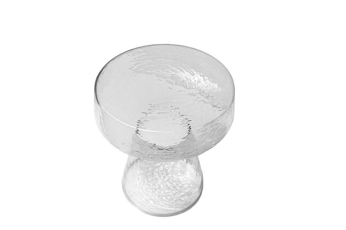 Bijzettafel Bo transparant glas, vooraanzicht op witte achtergrond