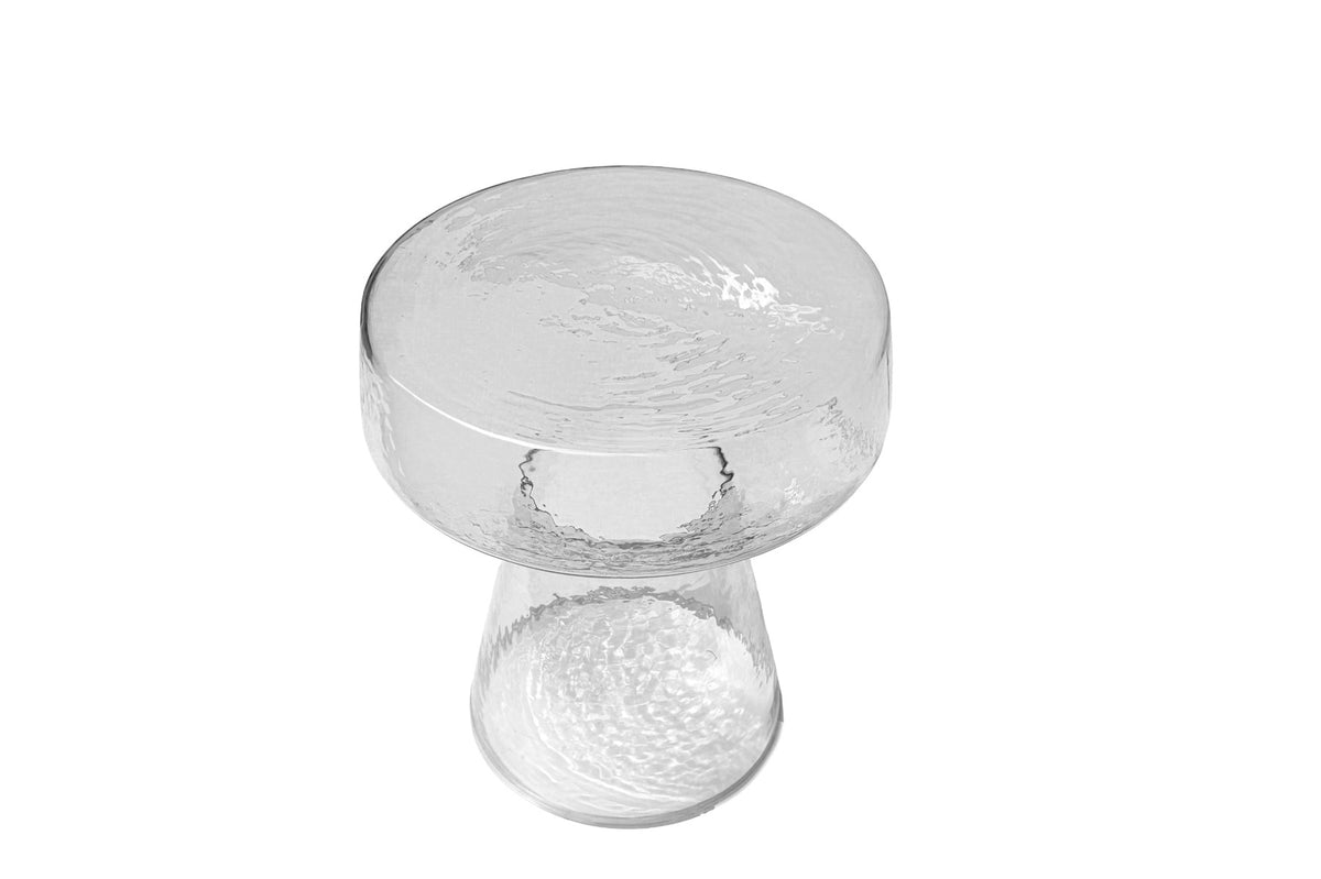 Bijzettafel Bo transparant glas, vooraanzicht op witte achtergrond