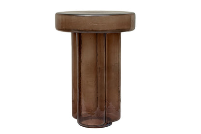 Bijzettafel Lio bruin glas 37 cm, zijaanzicht op witte achtergrond