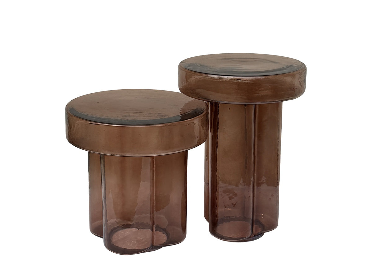 Bijzettafel Lio bruin glas 37 cm, vooraanzicht op witte achtergrond