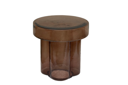 Bijzettafel Lio bruin glas 40 cm, vooraanzicht op witte achtergrond