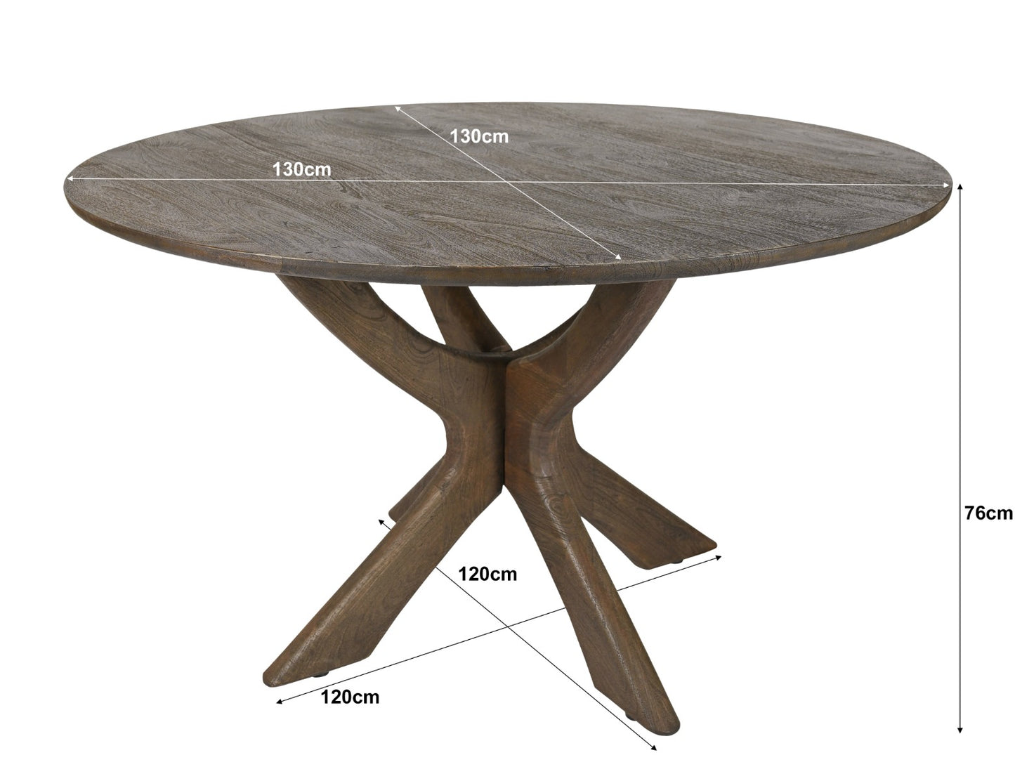 Eettafel Brix Rond | Bruin Mangohout