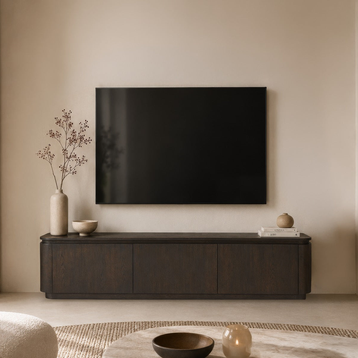 TV-Meubel Rivano | Zwevend & Pootjes | Basalt Eikenfineer