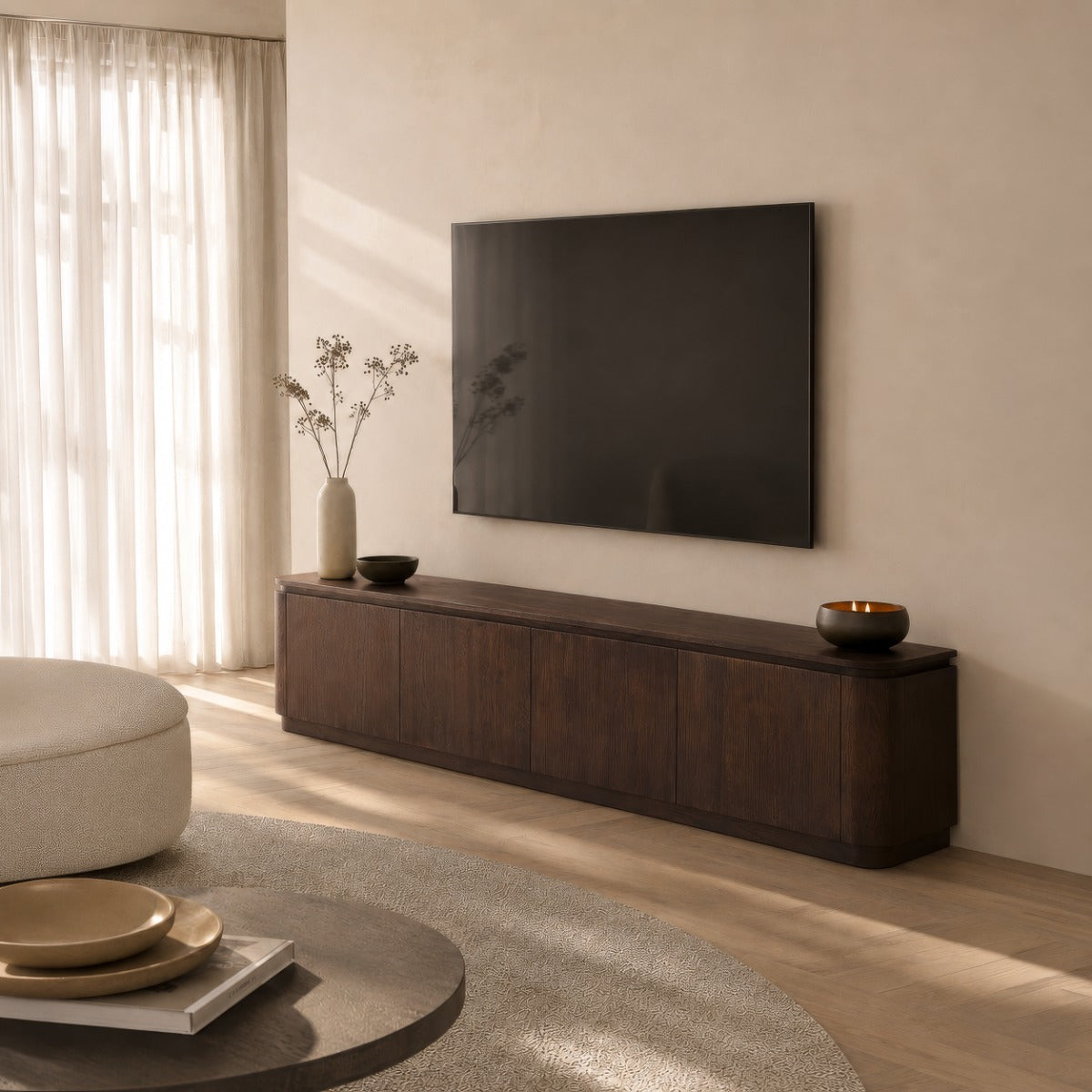 TV-Meubel Rivano | Zwevend & Pootjes | Basalt Eikenfineer