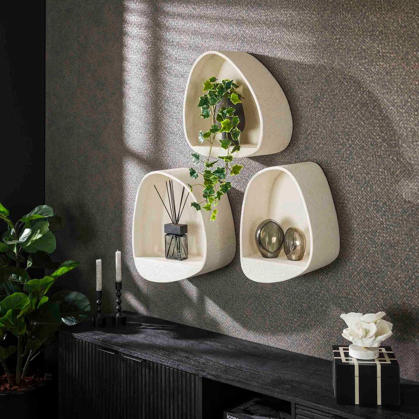 Wandschap Stone Druppel | 34 cm | Wit Marmer