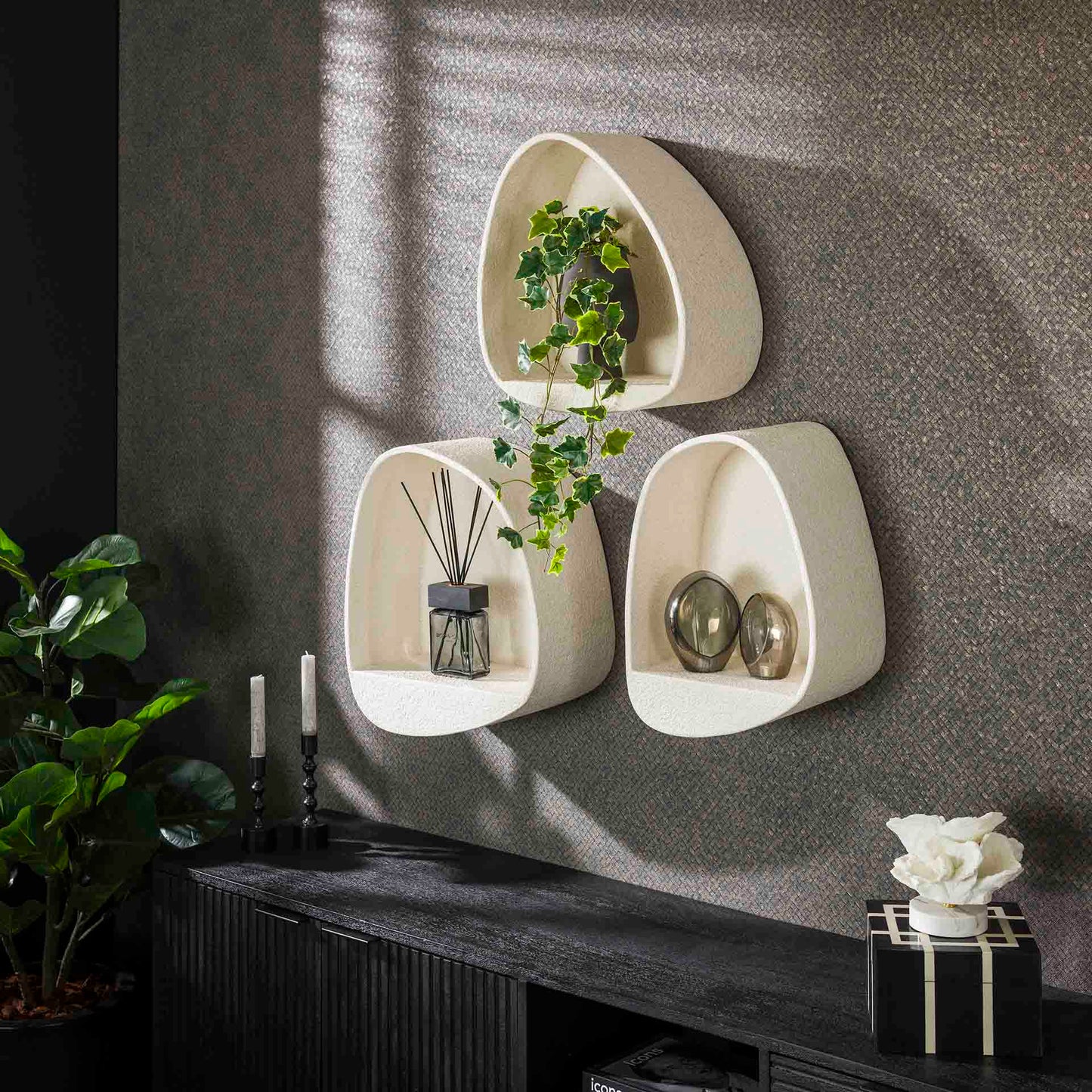 Wandschap Stone Druppel | 43 cm | Wit Marmer