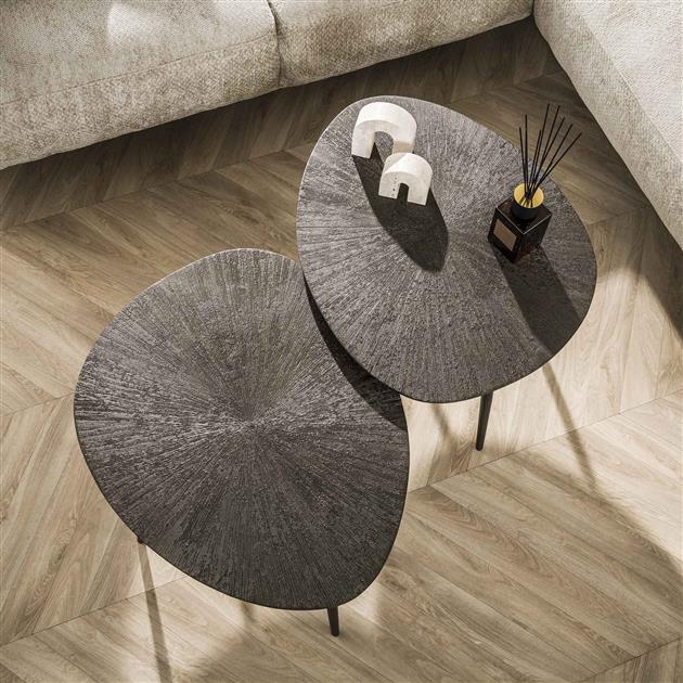 Salontafel Ray Leaf Set Van 2 | Metaal Bruin