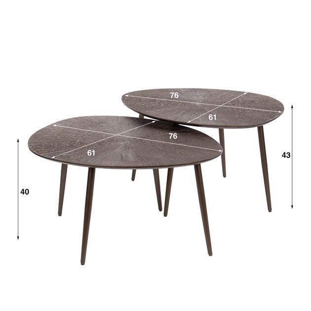 Salontafel Ray Leaf Set Van 2 | Metaal Bruin