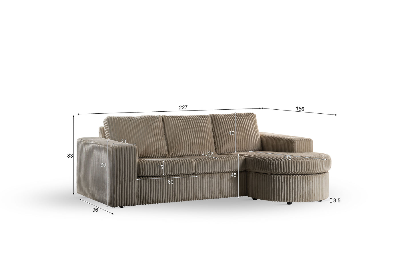 Hoekbank Tillia | Beige Tillia | Longchair L+R
