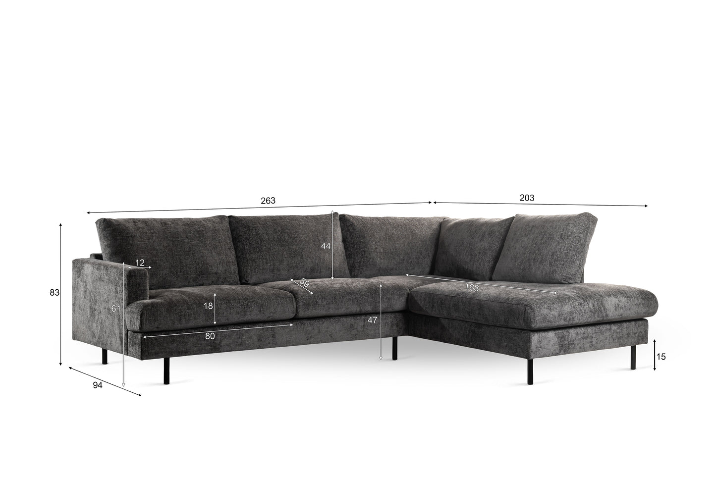 Hoekbank Soof | Antraciet Haga