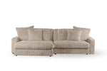 Hoekbank Ostrava beige vito longchair l+r, vooraanzicht op witte achtergrond