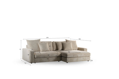 Hoekbank Lincoln | Naturel Ribcord | Longchair L+R