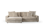 Hoekbank Lincoln naturel ribcord longchair l+r, vooraanzicht op witte achtergrond