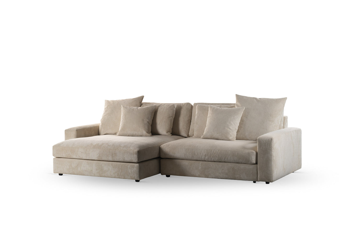 Hoekbank Lincoln | Naturel Ribcord | Longchair L+R