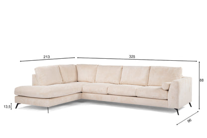 Hoekbank Randi | Poot Zwart | Beige Lincoln