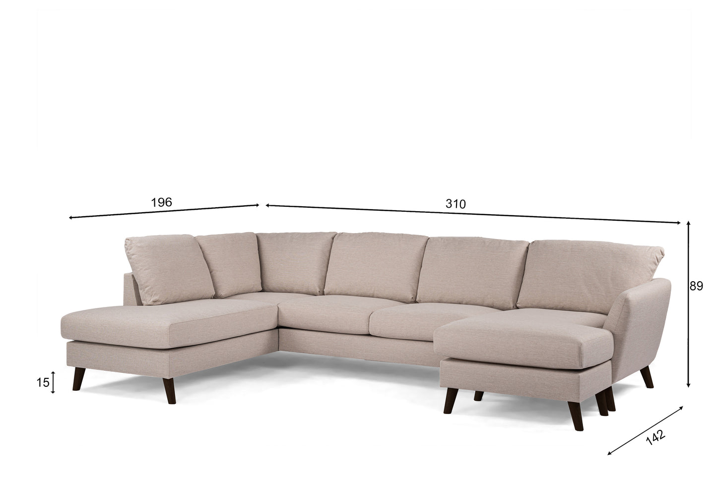 Hoekbank Emma | Poot Zwart | Beige Inari