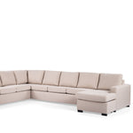 Hoekbank Kris beige inari longchair l+r, vooraanzicht op witte achtergrond