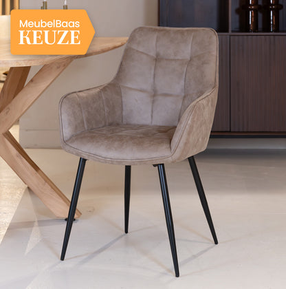 Eetkamerstoel Lynn | Micro Suéde Taupe