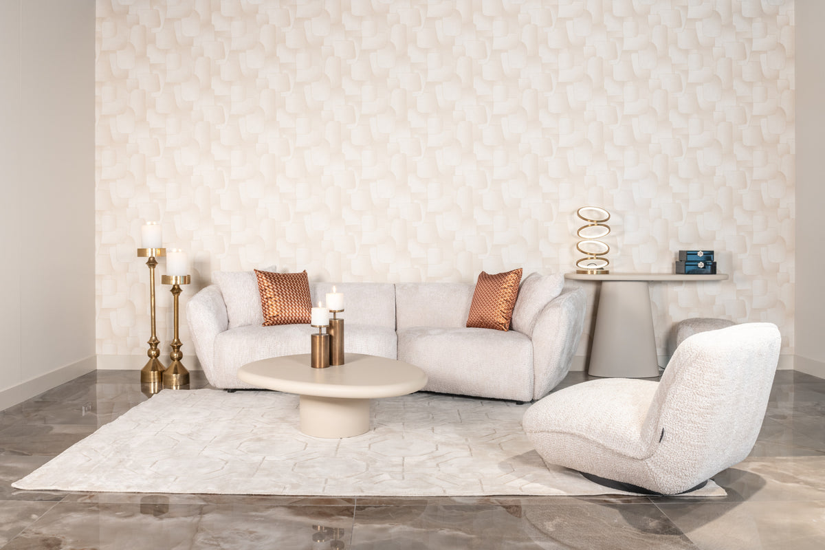 Salontafel Clayton beige mdf, vooraanzicht in een interieur