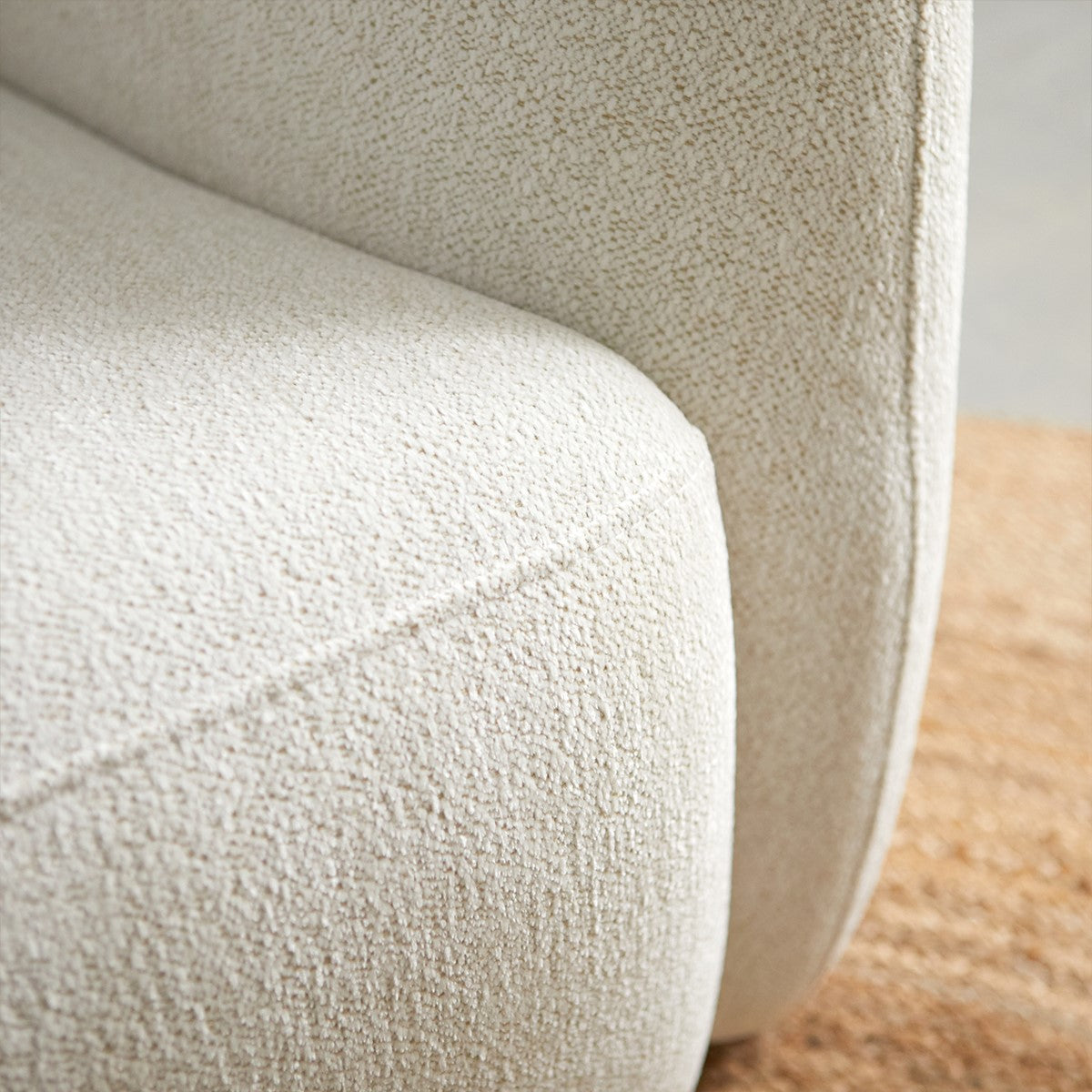 Hoekbank Cloud wit stof chaise longue, detail van het materiaal