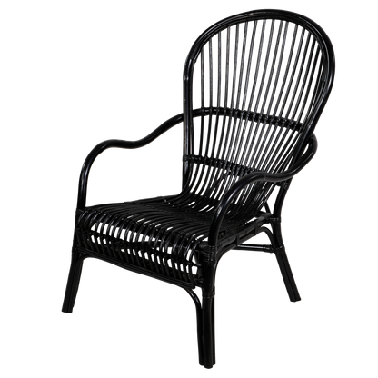 Loungestoel Nonna | Zwart Rotan