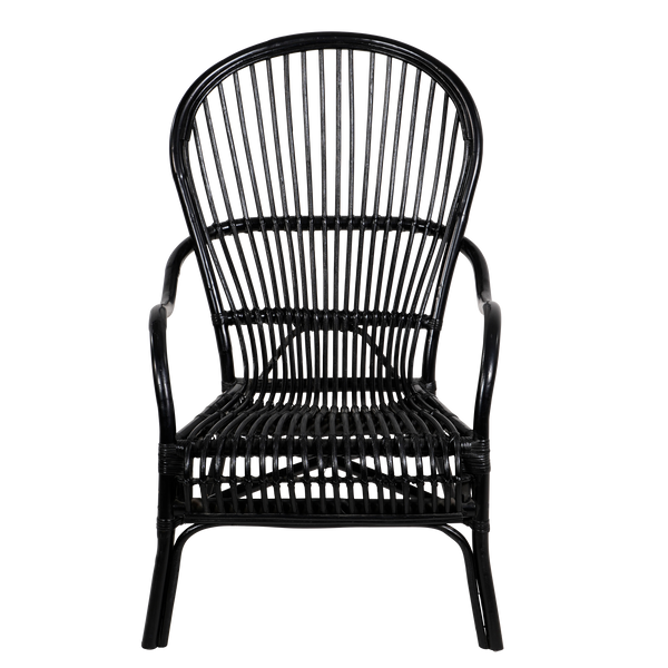Loungestoel Nonna | Zwart Rotan