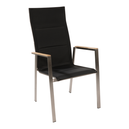 Stapelbare Tuinstoel Marmaris | Zwart Hoge Rug RVS