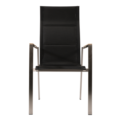 Stapelbare Tuinstoel Marmaris | Zwart Hoge Rug RVS