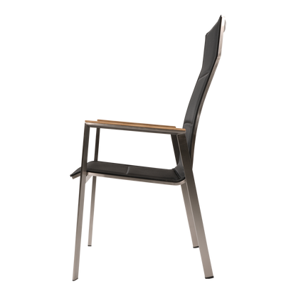 Stapelbare Tuinstoel Marmaris | Zwart Hoge Rug RVS